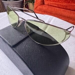 Prada Silver and Green Sunglasses